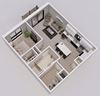 Wedgewood Style A - 1 bed, 1 bath apartment 3D floor plan Wedgewood Style A - 1 bed, 1 bath apartment 3D floor plan